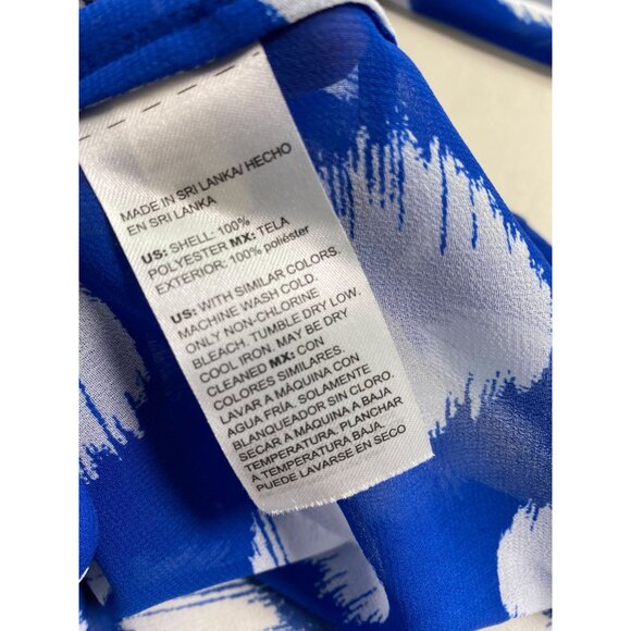 Chicos Blue White Sheer Polka Dot Button Up Blouse Size 6 Lightweight Boho Flowy - Picture 7 of 13